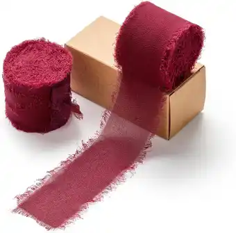 Amazon AOKSUNOVA Lint 3,8 cm chiffonlint cadeaulint bruiloft stoffen lint rood franjelint aanbieding