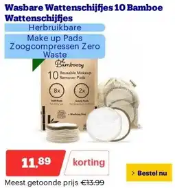 Bol.com Wasbare Wattenschijfjes 10 Bamboe Wattenschijfjes aanbieding