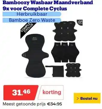 Bol.com Bamboozy Wasbaar Maandverband 9x voor Complete Cyclus aanbieding