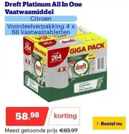 Bol.com Dreft Platinum All In One Vaatwasmiddel aanbieding