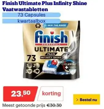 Bol.com Finish Ultimate Plus Infinity Shine Vaatwastabletten aanbieding