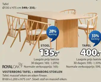 Jysk VESTERBORG TAFEL + ARNBORG STOELEN aanbieding