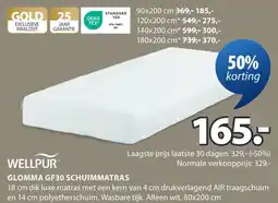 Jysk WELLPUR GLOMMA GF30 SCHUIMMATRAS aanbieding