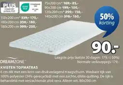 Jysk DREAMZONE® KVISTEN TOPMATRAS aanbieding