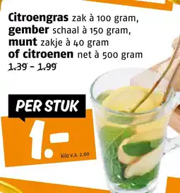 Poiesz Citroengras zak à 100 gram, gember aanbieding