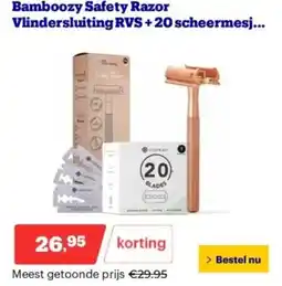 Bol.com Bamboozy Safety Razor Vlindersluiting RVS +20 scheermesj aanbieding