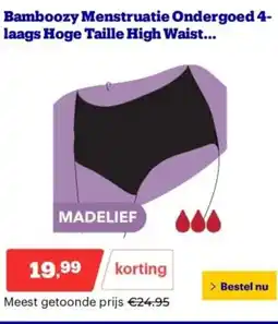 Bol.com Bamboozy Menstruatie Ondergoed 4 laags Hoge Taille High Waist aanbieding