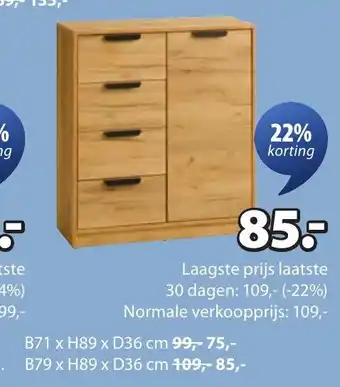 Jysk Jenslev ladekast aanbieding