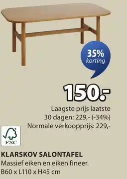 Jysk Klarskov salontafel aanbieding