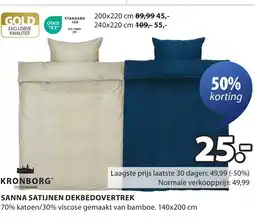 Jysk Sanna satijnen dekbedovertrek aanbieding