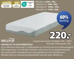 Jysk Wellpur hovda gf110 schuimmatras aanbieding