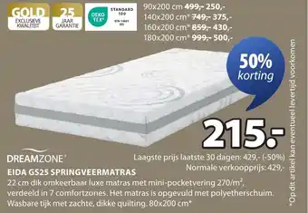 Jysk Eida gs25 springveermatras aanbieding