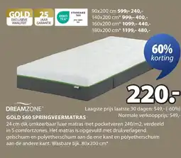 Jysk Gold s60 springveermatras aanbieding