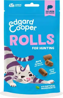 Intratuin Edgard & Cooper kattensnack Rolls zalm met kip 45 g aanbieding