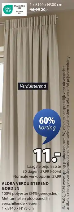 Jysk Aldra verduisterend gordijn aanbieding