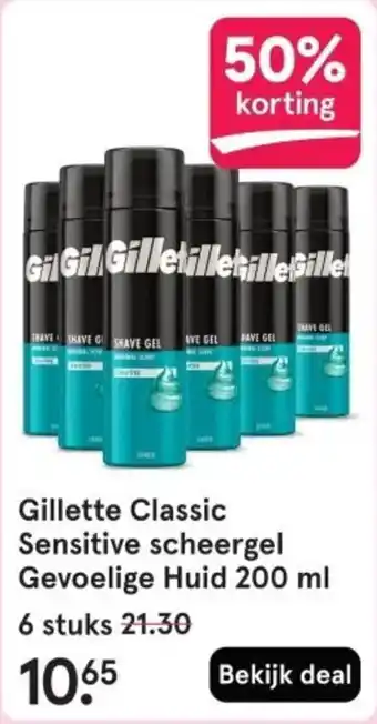 Etos Gillette Classic Sensitive scheergel Gevoelige Huid aanbieding