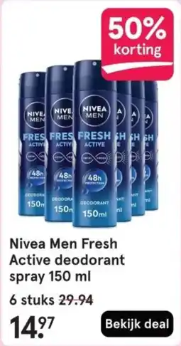 Etos Nivea Men Fresh Active deodorant spray aanbieding