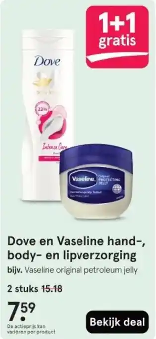 Etos Dove en Vaseline hand, body en lipverzorging aanbieding