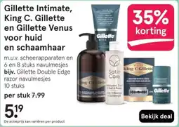 Etos Gillette Intimate, King C. Gillette en Gillette Venus voor huid en schaamhaar aanbieding