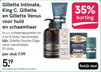 Etos Gillette Intimate, King C. Gillette en Gillette Venus voor huid en schaamhaar aanbieding