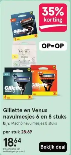 Etos Gillette en Venus navulmesjes 6 en 8 stuks aanbieding