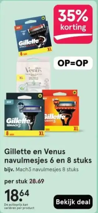 Etos Gillette en Venus navulmesjes 6 en 8 stuks aanbieding