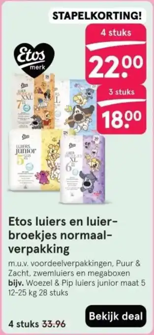 Etos Etos luiers en luierbroekjes normaalverpakking aanbieding