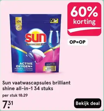 Etos Sun vaatwascapsules brilliant shine all in 1 aanbieding