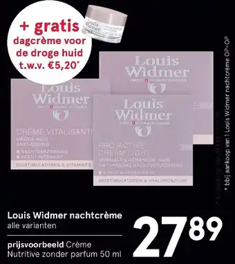 Etos Louis Widmer nachtcreme 50ml aanbieding