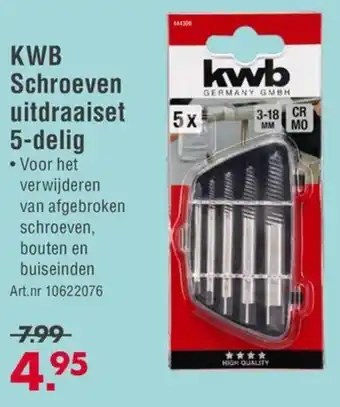 Enorm KWB Schroeven uitdraaiset 5 delig aanbieding