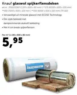 Bouwcenter Knauf glaswol spijkerflensdeken aanbieding