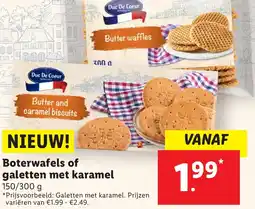 Lidl Boterwafels of galetten met karamel aanbieding