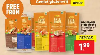 Lidl Glutenvrije biologische broodjes of baguette aanbieding