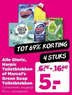 PLUS Alle Glorix, Harpic Toiletblokken of Marcel's Green Soap Toiletblokken aanbieding