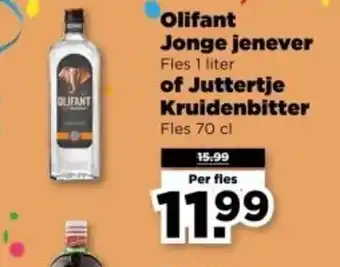 PLUS Olifant Jonge jenever of Juttertje Kruidenbitter aanbieding