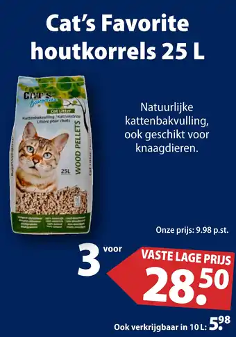 Huisdier Voordeelshop Cat's Favorite houtkorrels aanbieding