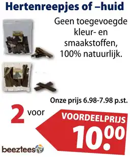 Huisdier Voordeelshop Hertenreepjes of huid aanbieding