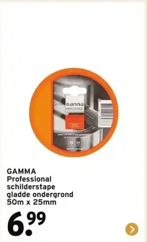 GAMMA GAMMA Professional schilderstape gladde ondergrond 50m x 25mm aanbieding