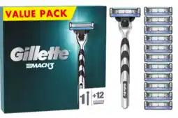 De Online Drogist Gillette Scheermes Mach3 Value Pack - 1 Handvat + 12 Scheermesjes aanbieding