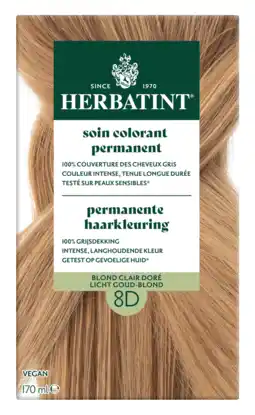 De Online Drogist Herbatint Permanente Haarkleuring Licht Goud-Blond 8D aanbieding
