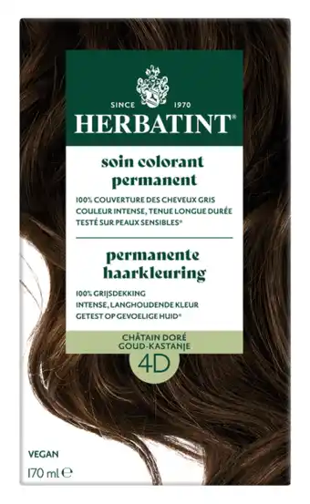 De Online Drogist Herbatint Permanente Haarkleuring Goud-Kastanje 4D aanbieding