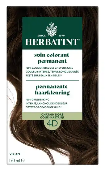 De Online Drogist Herbatint Permanente Haarkleuring Goud-Kastanje 4D aanbieding