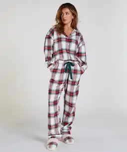 Hunkemoller Hunkemöller Tall Pyjamabroek Flanel Wit aanbieding