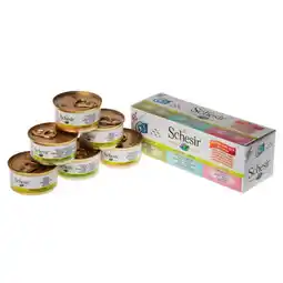 Pets Place Schesir Kat Multipack Blik - Kattenvoer - Tonijn Zeebrasem Kip 6x70 g aanbieding