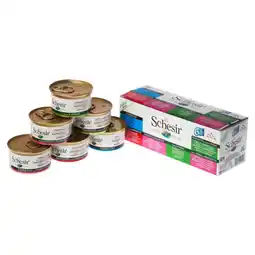 Pets Place Schesir Kat Multipack Blik - Kattenvoer - Tonijn Kip Garnaal 6x85 g aanbieding