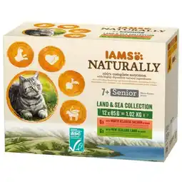 Pets Place Iams Naturally Senior Land & Sea Collection - Multipack - Kattenvoer - Vlees Vis 12x85 g aanbieding