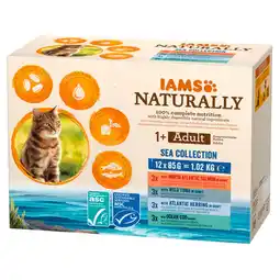 Pets Place Iams Naturally Adult Sea Collection - Multipack - Kattenvoer - Vis 12x85 g aanbieding