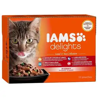 Pets Place Iams Delights Land&Sea Collection In Saus - Multipack - Kattenvoer - Vlees Vis 12x85 g aanbieding