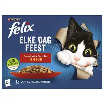 Pets Place Felix Multipack Elke Dag Feest Countryside Selectie In Gelei - Kattenvoer - Rund Konijn Kip 12x85 g aanbieding