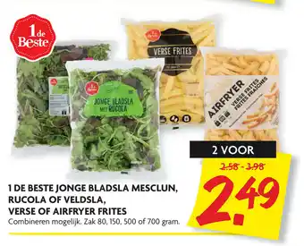 Dekamarkt Jonge bladsla mesclun, Rucola of Veldsla, verse of airfryercfrites 2*80-700g aanbieding